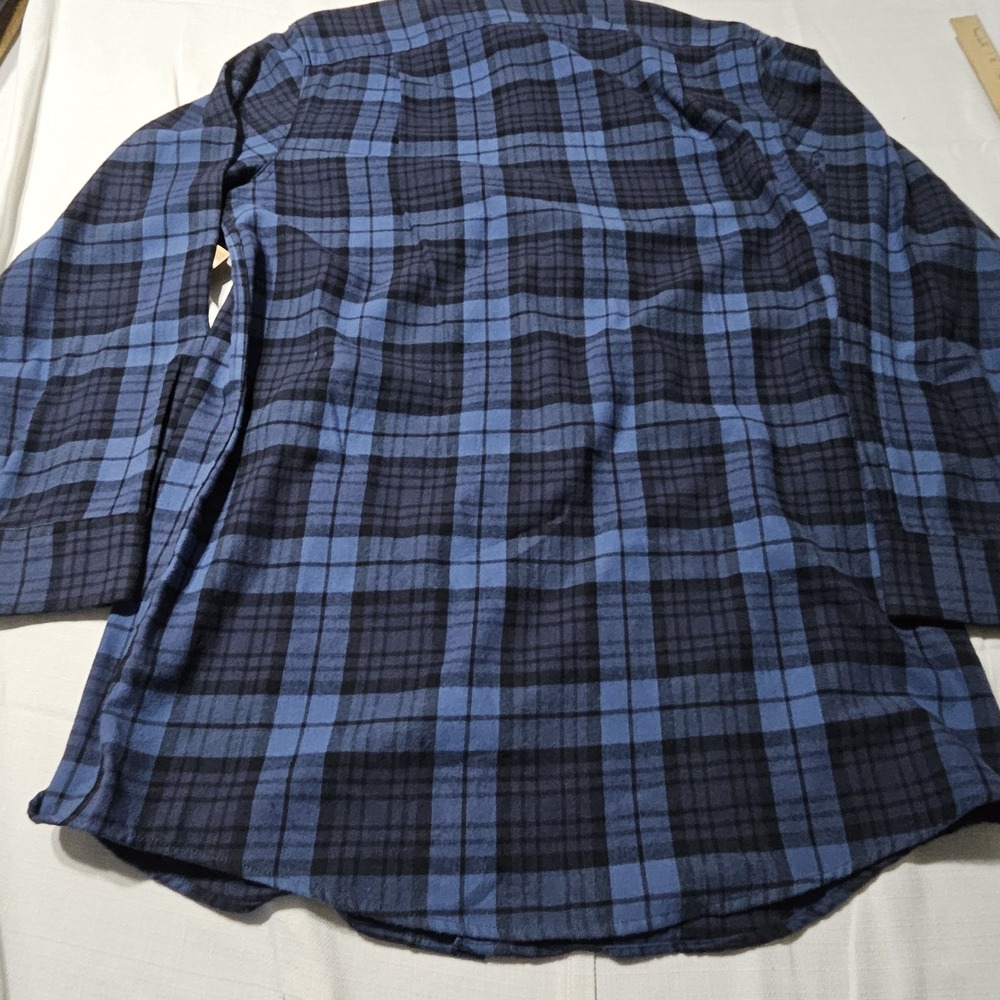 Blue Mountain Blue Plaid Flannel Shirt Button Up Long Sleeve Casual Mens LT NWT‎ - Picture 12 of 16
